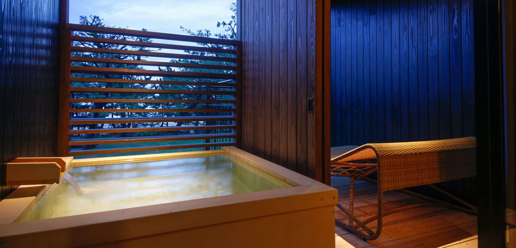 All rooms furnished with open-air baths